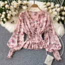 Chiffon long-sleeved shirt for women