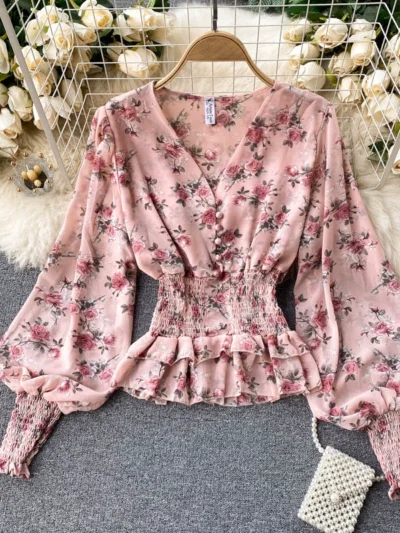 Chiffon long-sleeved shirt for women