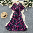 French high-end temperament dress women's - rose red