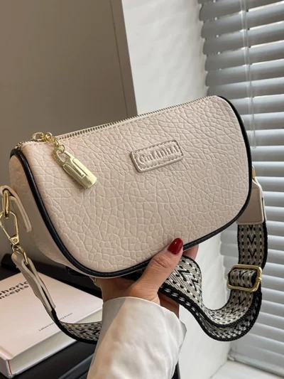 Wide shoulder strap crossbody bag