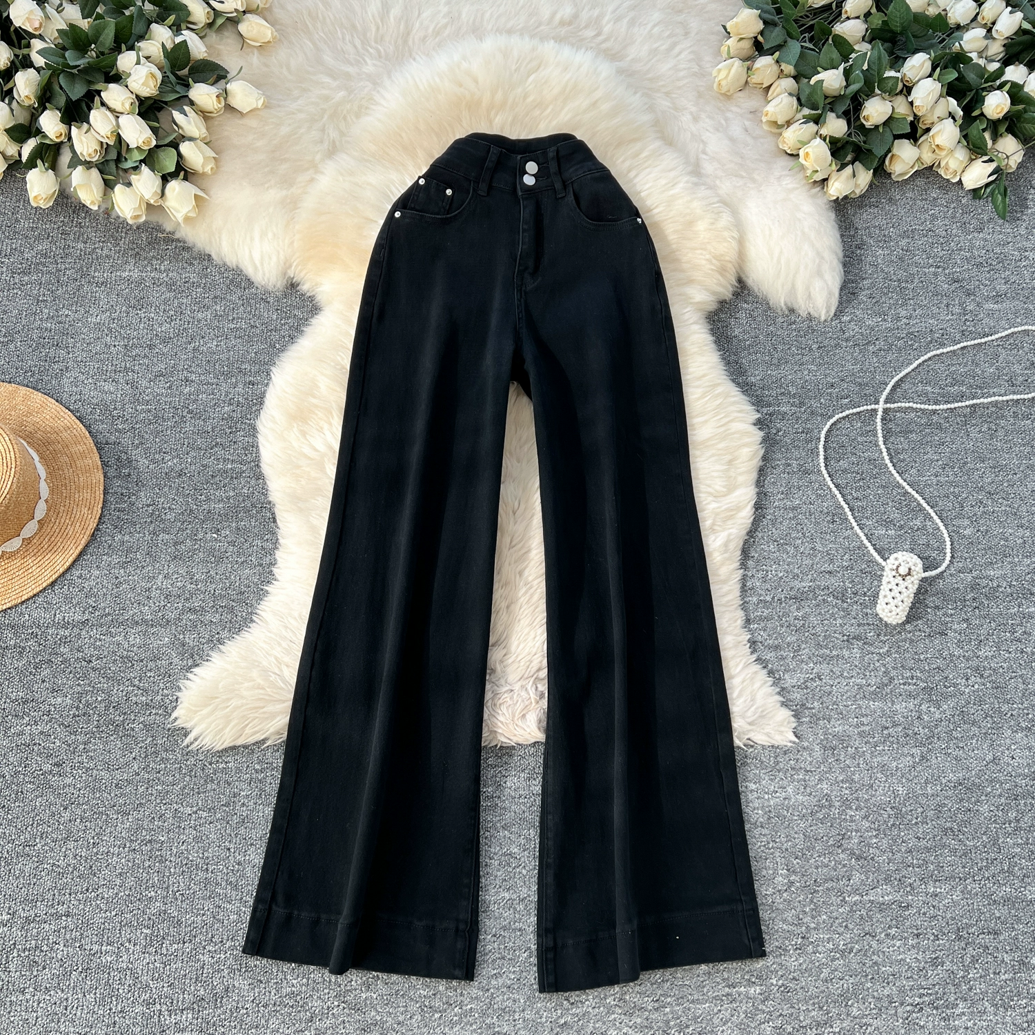 High-waisted two-button jeans - Image 2