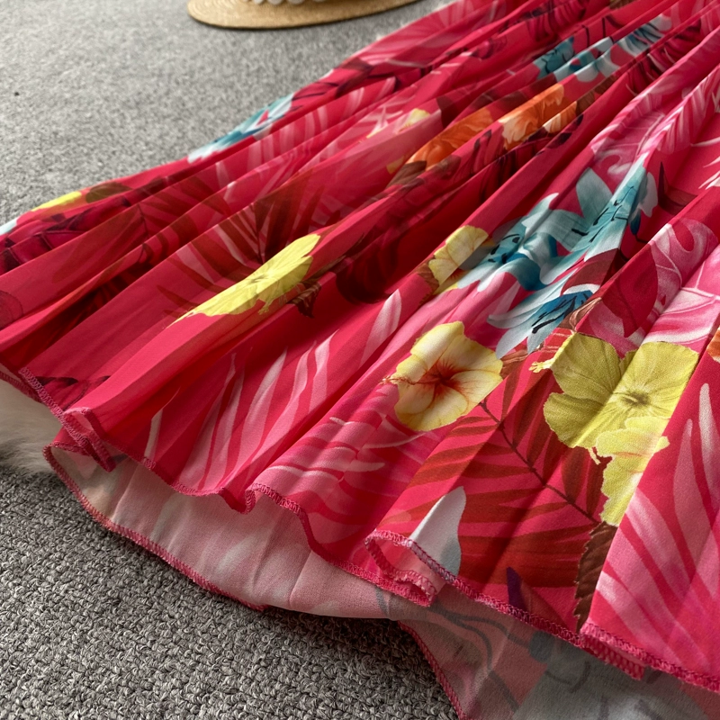 Super fairy seaside vacation V-neck floral dress - Image 4