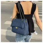 Large-capacity quilted denim bag for women - Image 5