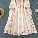 Long-sleeved positioning printed waist-length dress - Image 2