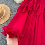 Autumn Fashionable and Elegant Women's Dress with French Design, Ruffled Trim, Loose Fit, Slimming Chiffon Long Dress - Image 7