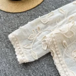 Sweet heavy industry leaf embroidery cardigan versatile long-sleeved top - Image 8