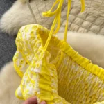 French scheming design one-shoulder strap ruffled patchwork waist dress - Image 9