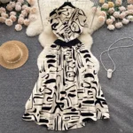 French light luxury retro sleeveless V-neck printed dress - Image 3