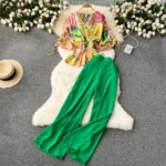 High-waisted wide-leg pants and fashionable two-piece suit - Image 8