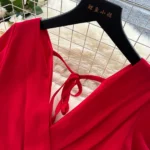 V-neck small flying sleeves waist chiffon dress - Image 10