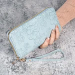 New long zipper clutch/phone bag, stylish embossed leather wallet