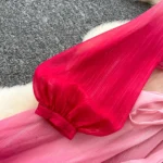 Gradient mesh long skirt with suspenders - Image 6