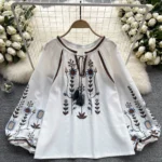 Loose casual French chic baby doll shirt - Image 5