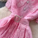 Short-sleeved waist embroidered dress - Image 6