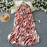 Autumn French retro print dress for women - Image 6