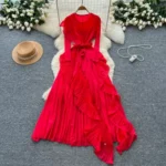 Retro pleated dress for women - Image 2