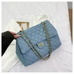 Large-capacity quilted denim bag for women - Image 3