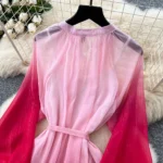 Gradient mesh long skirt with suspenders - Image 7