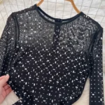 Heavy-duty see-through rhinestone mesh dress - Image 5