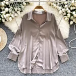 Luxury French-style satin collared shirt for women - Image 6