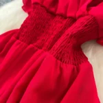 V-neck small flying sleeves waist chiffon dress - Image 12