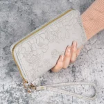 New long zipper clutch/phone bag, stylish embossed leather wallet - Image 5