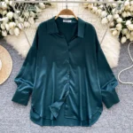 Luxury French-style satin collared shirt for women - Image 8