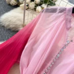 Gradient mesh long skirt with suspenders - Image 8