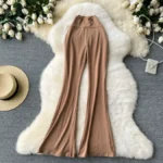 Summer style, high-waisted, slim fit, casual, versatile, slightly flared long pants - Image 9