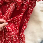 Backless waist-cinching floral dress, fairy-like long skirt - Image 3