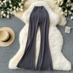 Summer style, high-waisted, slim fit, casual, versatile, slightly flared long pants - Image 7