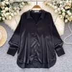 Luxury French-style satin collared shirt for women - Image 4