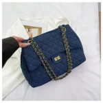Large-capacity quilted denim bag for women - Image 2