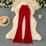 Summer style, high-waisted, slim fit, casual, versatile, slightly flared long pants - Image 2