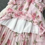 Pleated Long Printed Chiffon Dress, Sweet Vacation Dress - Image 10