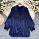 Luxury French-style satin collared shirt for women - Image 5