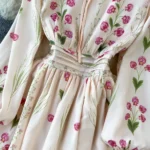 Long-sleeved positioning printed waist-length dress - Image 3