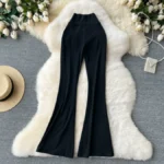 Summer style, high-waisted, slim fit, casual, versatile, slightly flared long pants - Image 5