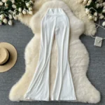 Summer style, high-waisted, slim fit, casual, versatile, slightly flared long pants - Image 3