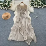 Retro pleated dress for women - Image 4