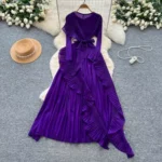Retro pleated dress for women - Image 5