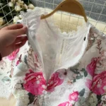 French retro elegant lace splicing printed waist-cinching elegant dress - Image 7