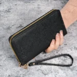 New long zipper clutch/phone bag, stylish embossed leather wallet - Image 4