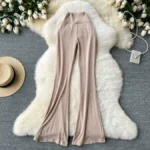 Summer style, high-waisted, slim fit, casual, versatile, slightly flared long pants - Image 4