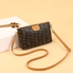 New color-block digital print zipper crossbody small square bag coin purse casual mobile phone bag - Image 3