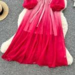 Gradient mesh long skirt with suspenders - Image 9