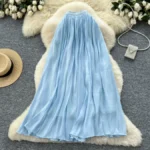 Korean style simple high-waisted mesh skirt