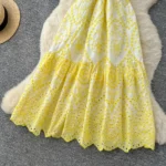 French scheming design one-shoulder strap ruffled patchwork waist dress - Image 7