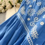 Women's ethnic-style travel and vacation dress, long sleeves, bohemian retro design, embroidered, loose, full skirt - Image 6