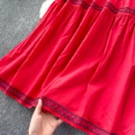 Bohemian vintage heavy embroidery tassel tie round neck plus size women's ethnic style vacation dress - Image 7